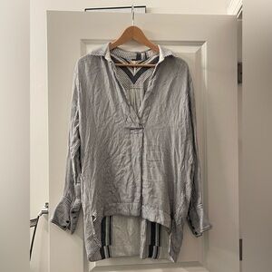 Free People Blue and White oversized pullover Striped Tunic Top